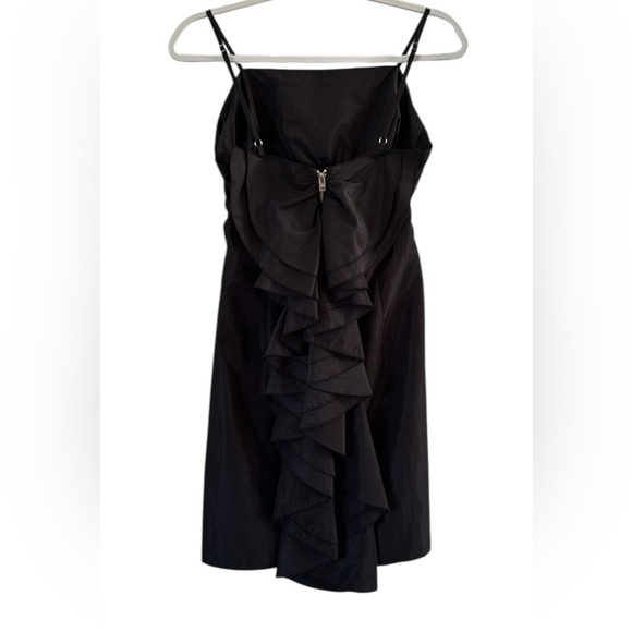 A.B.S. By Allen Scwartz New Little Black Satiny Ruffle Cocktail Dress size 4 - Picture 4 of 6